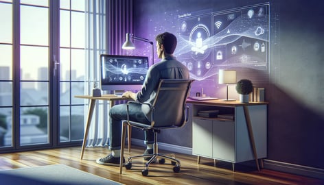 man working from home